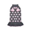 Polka Dot Dog Sweater with Pom Pom Ball for Fall Winter - Soft Knit Warm Dog Clothes