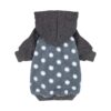 Polka Dot Pullover Dog Sweater with Soft Fleece Body and Velvet Lining, Grey Small Size