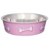 Poly-Resin and Stainless Steel Dog Bowls for Small Pets in Pink