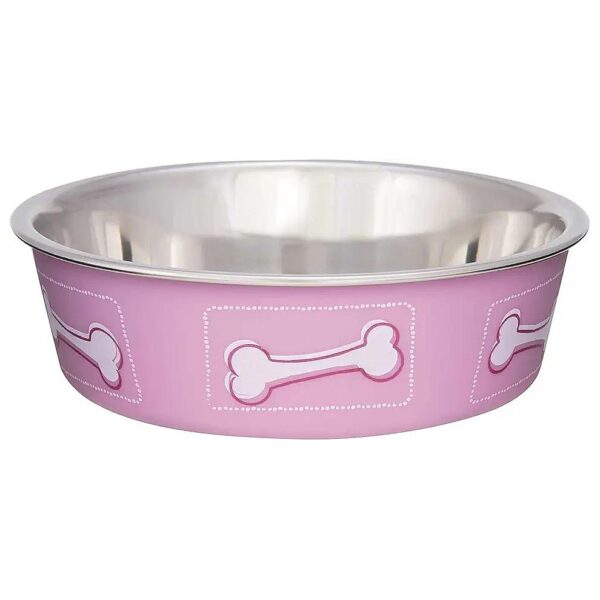 Poly-Resin and Stainless Steel Dog Bowls for Small Pets in Pink