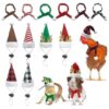 Polyester Christmas Hats and Scarves for Small Animals and Chickens, 12-Pack