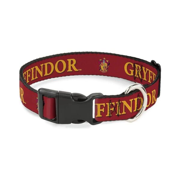 Polyester Dog Collar with Harry Potter Crest Pattern Black Red 1 inch Wide