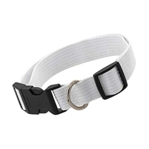 Polyester Fabric Pet Collars in White and Black for Dogs and Cats with Adjustable Closure