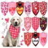 Polyester Valentine Dog Bandanas Cute Reversible Lightweight Patterns for Cats and Dogs