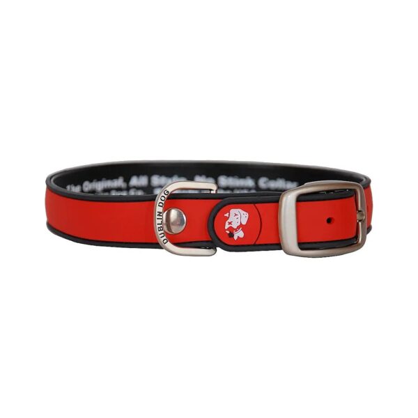 Polymer Red Gray Small Dog Collar, 7 x 1 x 25 inches, Waterproof and Stink-Proof