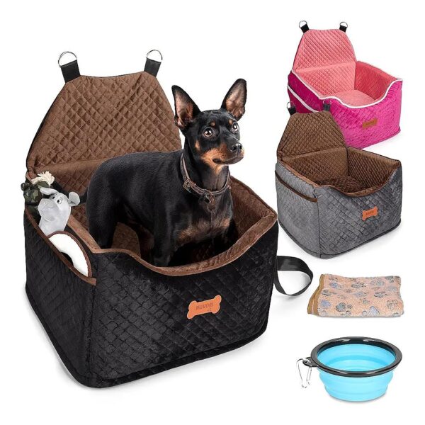 Portable Dog Car Seat for Small Dogs with Storage Pockets and Seat Belt