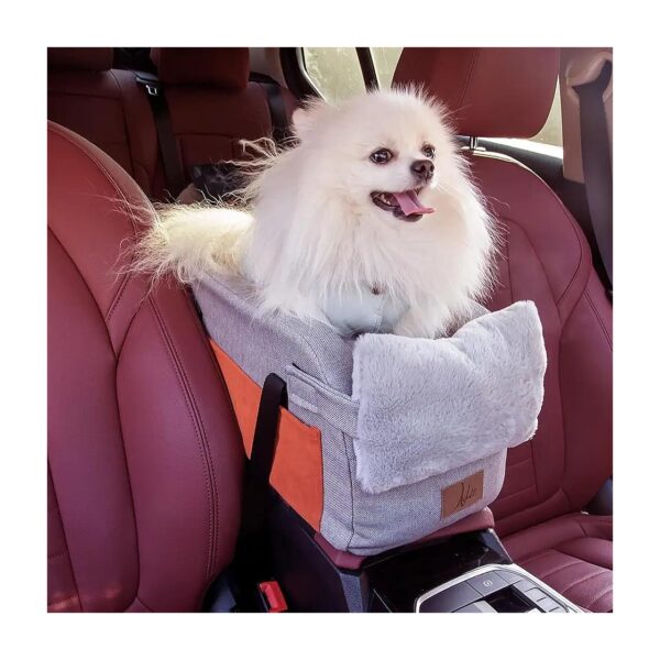 Portable Dog Car Seat for Small Pets with Plush Cushion and Independent Seat Cushion