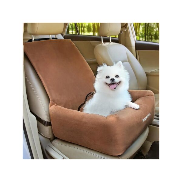 Portable Dog Car Seat with Washable Bed and Clip-On Leash for Small to Medium Dogs