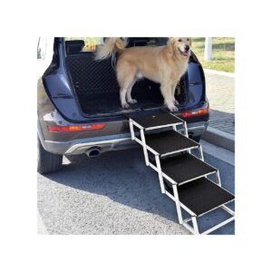 Portable Dog Car Step Stairs Four Steps for Large Dogs Indoor Outdoor Use