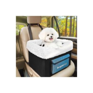 Portable Dog Carrier Bed for Car with Triple Protection Safety Belts and Storage Pockets