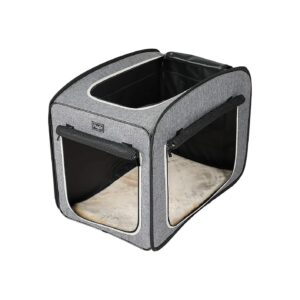 Portable Dog Crate for Small Medium Dogs with Soft Cushion and Carrying Case