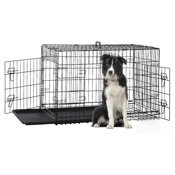 Portable Dog Crate with Removable Walls, Weather-Proof Finish, and Secure Locks