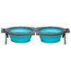 Portable Dog Double Bowl with Built-In Legs and Locking Lids