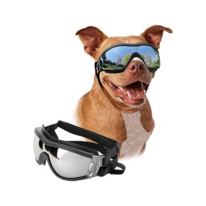 Portable Dog Goggles with Adjustable Band for Eye Protection Black Sunglasses