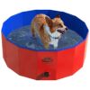 Portable Dog Pool for Pets Up to 40lbs with Easy Drain and Carry Bag