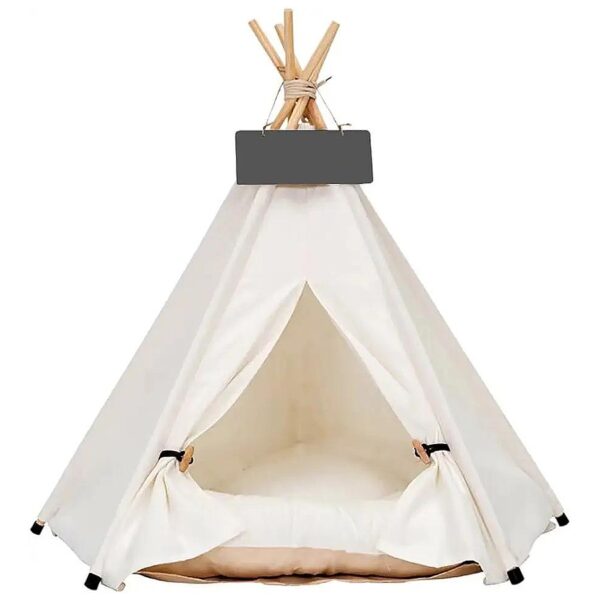 Portable Dog Teepee House with Thick Cushion for Small Pets Up to 33lbs