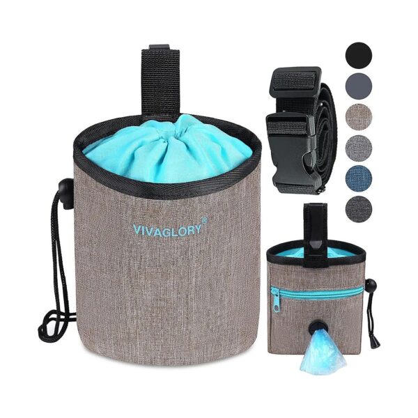 Portable Dog Training Pouch with Adjustable Belt and Built-in Dispenser for Waste Bags