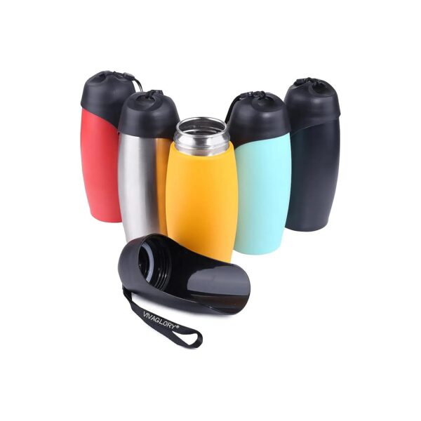 Portable Dog Travel Water Bottle with 25oz Capacity and Orange Yellow Color