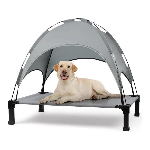 Portable Elevated Dog Bed with Cooling Tent for Outdoor and Indoor Use