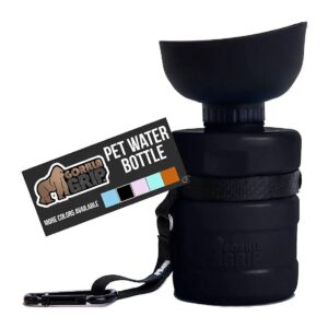 Portable Food Grade Silicone Pet Water Bottle with Bowl Black