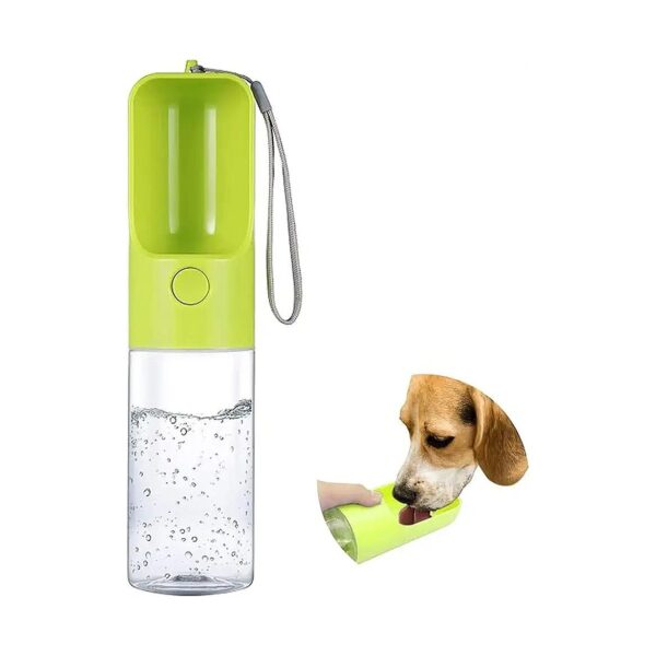 Portable Green Dog Water Bottle 15 Oz Silicone Leak Proof Feeder