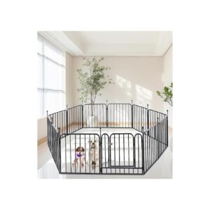 Portable Indoor and Outdoor Dog Kennel Cage with 12 Panels for Doggies