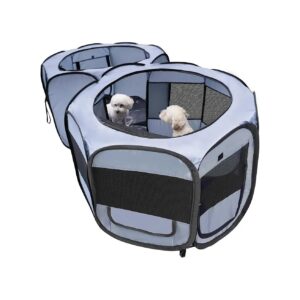 Portable Large Pet Playpen with Double Rooms for Dogs Cats and Small Animals