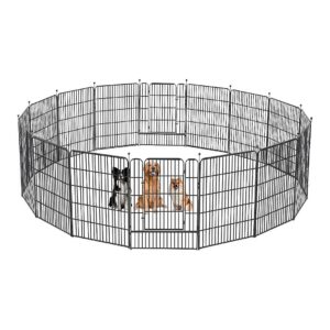 Portable Metal Dog Pen 40Inch Height with 16 Panels and Stakes for Indoor Outdoor Use