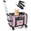 Portable Pet Carrier with Wheels for Small Animals and Large Cats