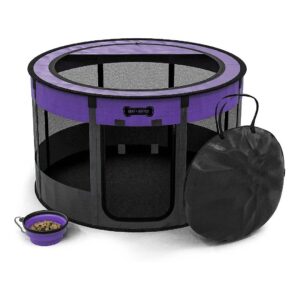 Portable Pet Playpen with Carrying Bag and Collapsible Travel Bowl for Pet Owners