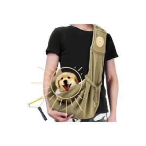 Portable Pet Sling with Adjustable Shoulder Strap and Zipper Pockets for Small Pet Owners