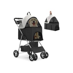 Portable Pet Stroller for Small to Medium Dogs with Simple Folding Mechanism