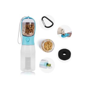 Portable Pet Travel Water Bottle with Built-in Filtration System and Food Container