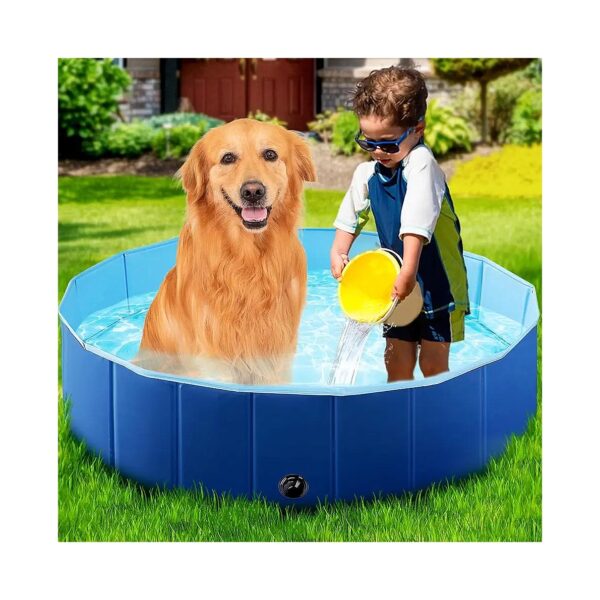 Portable Pet Wading Pool for Small Dogs and Cats with Drain Hole and Scratch Resistant