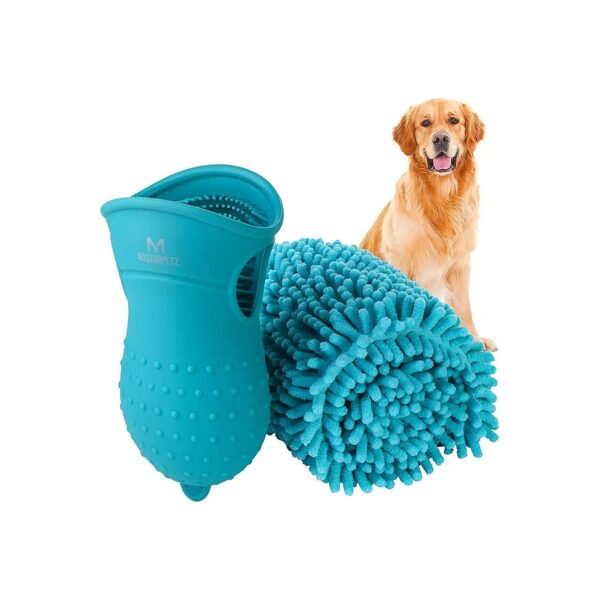 Portable Silicone Paw Cleaner with Towel and Brush for Dogs and Cats