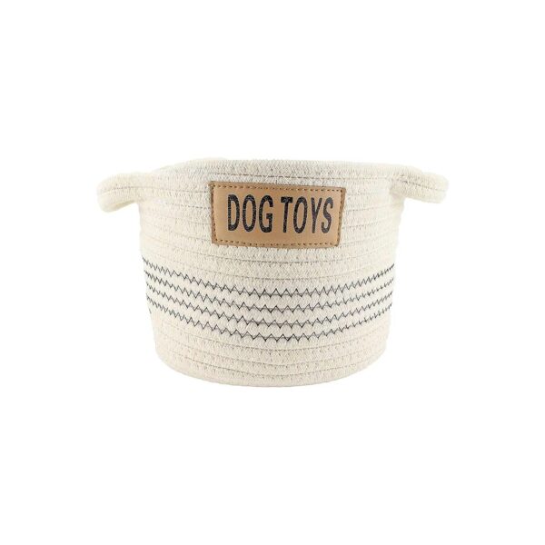 Portable Small Dog Toy Basket with White Cotton Material