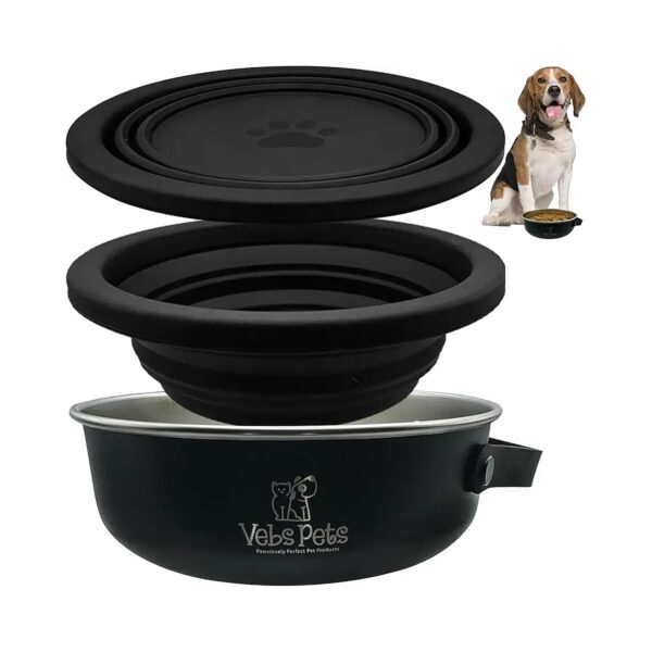 Portable Travel Pet Bowls with Collapsible Lid and Handle for Outdoor Adventures