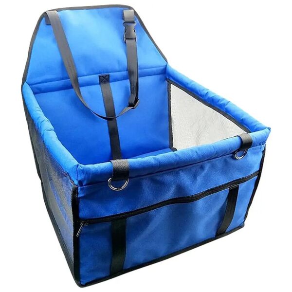 Portable Waterproof Pet Booster Seat Safety Leash Car Carrier Blue Folding Design