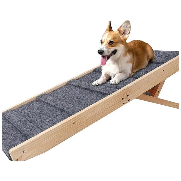 Portable and Collapsible Wood Dog Ramp for Comfortable Car and Bed Access