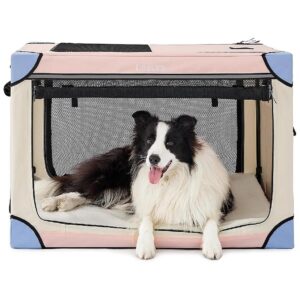 Portable and Comfortable Dog Crate for Large Breeds with Soft Plush Mat