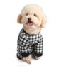 Post-Surgery Recovery Dog Suit with Adjustable Elastic Band Black White Plaid Medium