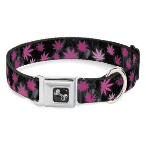 Pot Leaves and Smoke Black Pattern Dog Collar with Large Size Option