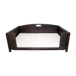 Powder Coated Metal Rattan Pet Bed with Non Woven Fabric Foam Cushion for Comfort