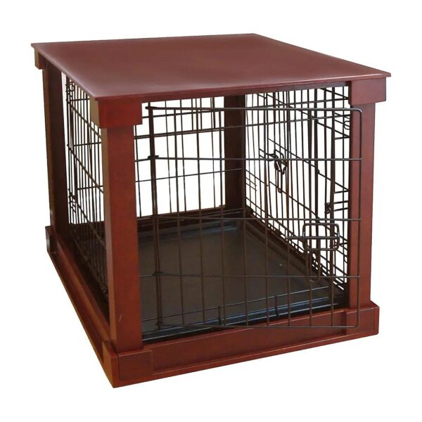 Powder Coated Steel Dog Cage with Crate Cover and Wooden Panes for Medium Dogs