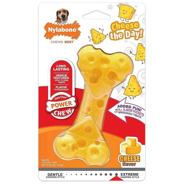 Power Chew Dog Toy for Aggressive Chewers with Cheese Flavor