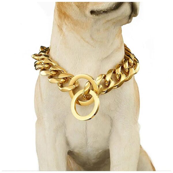 Premium 18K Gold and Stainless Steel Chain Collar for Medium to Large Breed Dogs