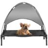 Premium 31'' Elevated Dog Bed with Canopy and Cooling Ventilation for Outdoor Use