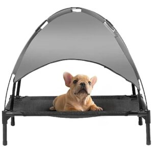 Premium 31'' Elevated Dog Bed with Canopy and Cooling Ventilation for Outdoor Use