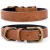 Premium Adjustable Leather Dog Collar with Durable Alloy Buckle and Soft Padded Design