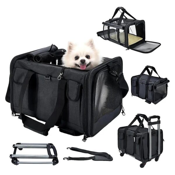 Premium Airline-Approved Pet Carrier with Wheels for Small Dogs and Cats